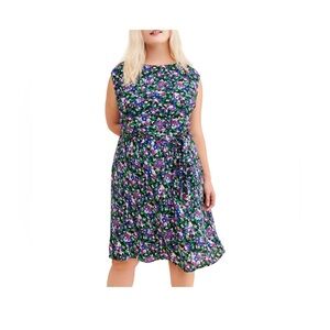 Lauren Ralph Lauren Floral Belted Midi Dress Cottage Spring A-Line Size 14W